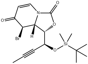 3H-Oxazolo[3,4-a]pyridine-3,7(1H)-dione, 8-bromo-1-[(1S)-1-[[(1,1-dimethylethyl)dimethylsilyl]oxy]-2-butyn-1-yl]-8,8a-dihydro-, (1S,8R,8aR)- Struktur