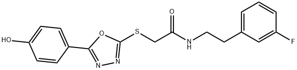 Acetamide, N-[2-(3-fluorophenyl)ethyl]-2-[[5-(4-hydroxyphenyl)-1,3,4-oxadiazol-2-yl]thio]- Struktur