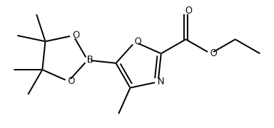 2-Oxazolecarboxylic acid, 4-methyl-5-(4,4,5,5-tetramethyl-1,3,2-dioxaborolan-2-yl)-, ethyl ester Struktur