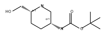 Carbamic acid, N-[(3R,6R)-6-(hydroxymethyl)-3-piperidinyl]-, 1,1-dimethylethyl ester, rel- Struktur