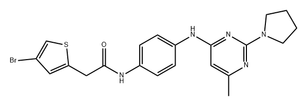 2-Thiopheneacetamide, 4-bromo-N-[4-[[6-methyl-2-(1-pyrrolidinyl)-4-pyrimidinyl]amino]phenyl]- Struktur