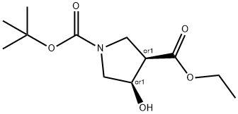 O1-tert-butyl O3-ethyl cis-4-hydroxypyrrolidine-1,3-dicarboxylate Struktur