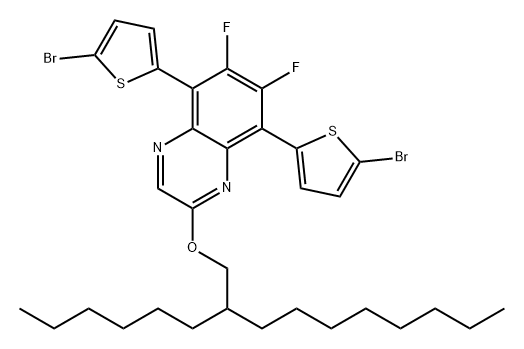 5,8-雙(5-溴噻吩-2-基)-6,7-二氟-2-((2-己基癸基)氧)喹喔啉, 2728678-37-1, 結(jié)構(gòu)式