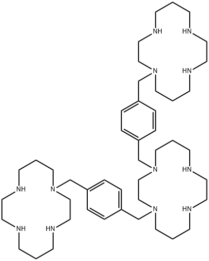 1,4-Bis[[4-(1,4,8,11-tetraazacyclotetradec-1-ylmethyl)phenyl]methyl]-1,4,8,11-tetraazacyclotetradecane Struktur