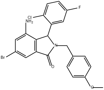 1H-Isoindol-1-one, 4-amino-6-bromo-3-(2-chloro-5-fluorophenyl)-2,3-dihydro-2-[(4-methoxyphenyl)methyl]- Struktur