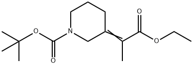 1-Piperidinecarboxylic acid, 3-(2-ethoxy-1-methyl-2-oxoethylidene)-, 1,1-dimethylethyl ester Struktur