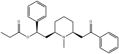 Ethanone, 2-[(2S,6R)-1-methyl-6-[(2R)-2-(1-oxopropoxy)-2-phenylethyl]-2-piperidinyl]-1-phenyl- Struktur