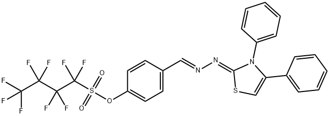 1-Butanesulfonic acid, 1,1,2,2,3,3,4,4,4-nonafluoro-, 4-[(E)-[(2Z)-2-(3,4-diphenyl-2(3H)-thiazolylidene)hydrazinylidene]methyl]phenyl ester Structure