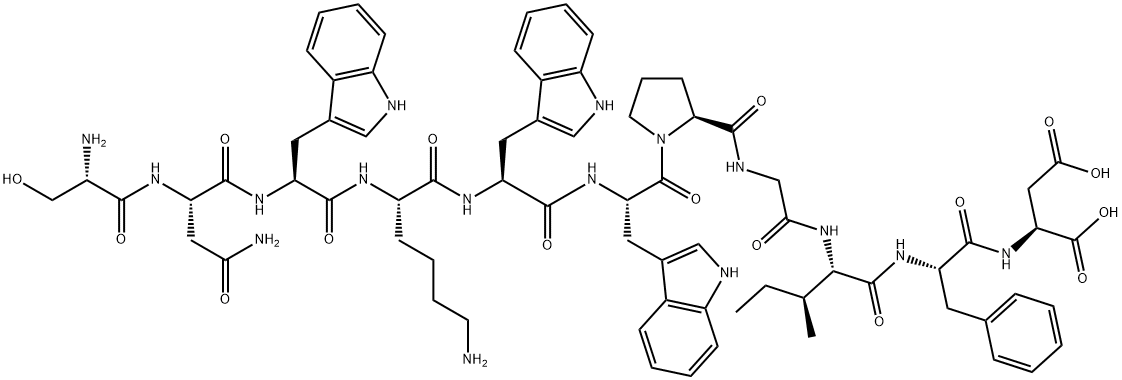 L-Aspartic acid, L-seryl-L-asparaginyl-L-tryptophyl-L-lysyl-L-tryptophyl-L-tryptophyl-L-prolylglycyl-L-isoleucyl-L-phenylalanyl- Struktur