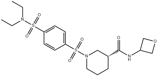 3-Piperidinecarboxamide, 1-[[4-[(diethylamino)sulfonyl]phenyl]sulfonyl]-N-3-oxetanyl-, (3R)- Struktur