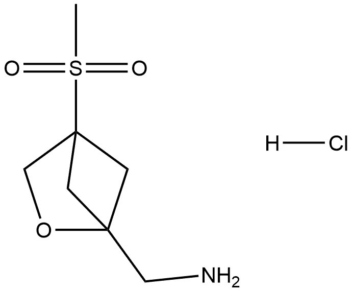 2-Oxabicyclo[2.1.1]hexane-1-methanamine, 4-(methylsulfonyl)-, hydrochloride (1:1) Struktur