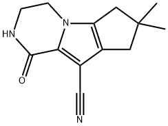 2H-Cyclopenta[4,5]pyrrolo[1,2-a]pyrazine-9-carbonitrile, 1,3,4,6,7,8-hexahydro-7,7-dimethyl-1-oxo- Struktur