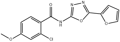 Benzamide, 2-chloro-N-[5-(2-furanyl)-1,3,4-oxadiazol-2-yl]-4-methoxy- Struktur