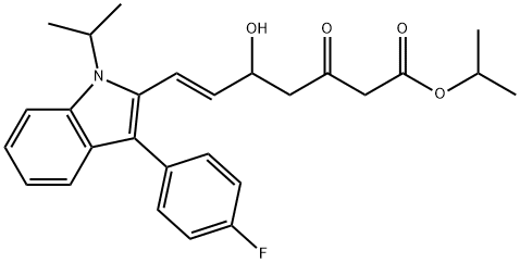 6-Heptenoic acid, 7-[3-(4-fluorophenyl)-1-(1-methylethyl)-1H-indol-2-yl]-5-hydroxy-3-oxo-, 1-methylethyl ester, (6E)- Struktur