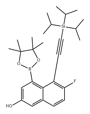 6-氟-4-(4,4,5,5-四甲基-1,3,2-二氧雜硼烷-2-基)-5-((三異丙基硅基)乙炔基)萘-2-醇, 2757097-49-5, 結(jié)構(gòu)式