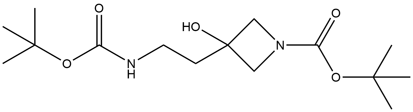 tert-butyl 3-[2-(tert-butoxycarbonylamino)ethyl]-3-hydroxy-azetidine-1-carboxylate Struktur