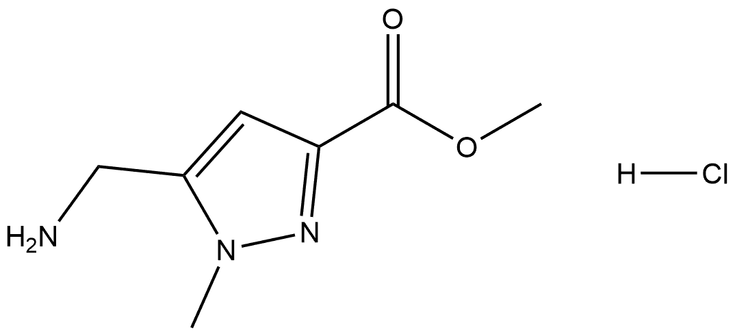 1H-Pyrazole-3-carboxylic acid, 5-(aminomethyl)-1-methyl-, methyl ester, hydrochloride (1:1) Struktur