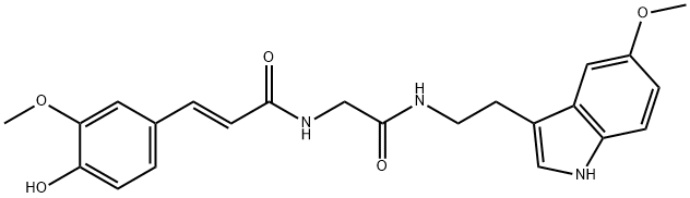 2-Propenamide, 3-(4-hydroxy-3-methoxyphenyl)-N-[2-[[2-(5-methoxy-1H-indol-3-yl)ethyl]amino]-2-oxoethyl]-, (2E)- Struktur