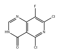 Pyrido[4,3-d]pyrimidin-4(3H)-one, 5,7-dichloro-8-fluoro- Struktur