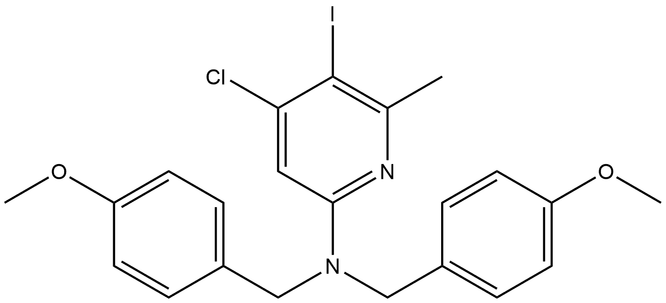 4-chloro-5-iodo-N,N-bis[(4-methoxyphenyl)methyl]-6-methyl-pyridin-2-amine Struktur