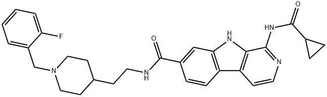 9H-Pyrido[3,4-b]indole-7-carboxamide, 1-[(cyclopropylcarbonyl)amino]-N-[2-[1-[(2-fluorophenyl)methyl]-4-piperidinyl]ethyl]- Struktur