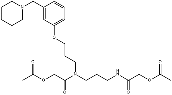 2-(Acetyloxy)-N-[3-[[2-(acetyloxy)acetyl]amino]propyl]-N-[3-[3-(1-piperidinylmethyl)phenoxy]propyl]acetamide Struktur