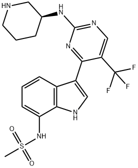 Methanesulfonamide, N-[3-[2-[(3S)-3-piperidinylamino]-5-(trifluoromethyl)-4-pyrimidinyl]-1H-indol-7-yl]- Struktur