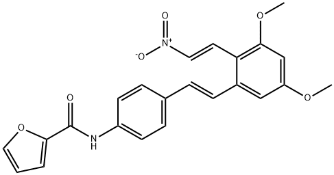 N-[4-[(1E)-2-[3,5-Dimethoxy-2-[(1E)-2-nitroethenyl]phenyl]ethenyl]phenyl]-2-furancarboxamide Struktur