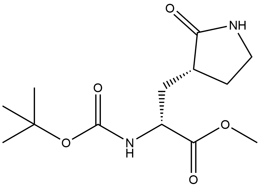 3-Pyrrolidinepropanoic acid, α-[[(1,1-dimethylethoxy)carbonyl]amino]-2-oxo-, methyl ester, (αR,3R)- Struktur