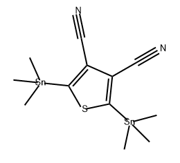 3,4-Thiophenedicarbonitrile, 2,5-bis(trimethylstannyl)- Struktur