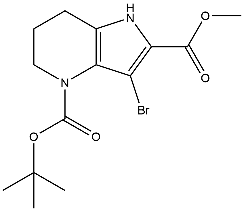 4-(tert-butyl) 2-methyl 3-bromo-1,5,6,7-tetrahydro-4H-pyrrolo[3,2-b]pyridine-2,4-dicarboxylate Struktur