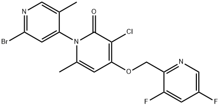 [1(2H),4'-Bipyridin]-2-one, 2'-bromo-3-chloro-4-[(3,5-difluoro-2-pyridinyl)methoxy]-5',6-dimethyl- Struktur