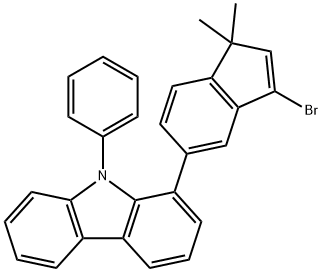 9H-Carbazole, 1-(3-bromo-1,1-dimethyl-1H-inden-5-yl)-9-phenyl- Struktur