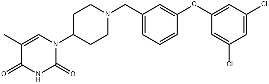 1-[1-[[3-(3,5-Dichlorophenoxy)phenyl]methyl]-4-piperidinyl]-5-methyl-2,4(1H,3H)-pyrimidinedione Struktur