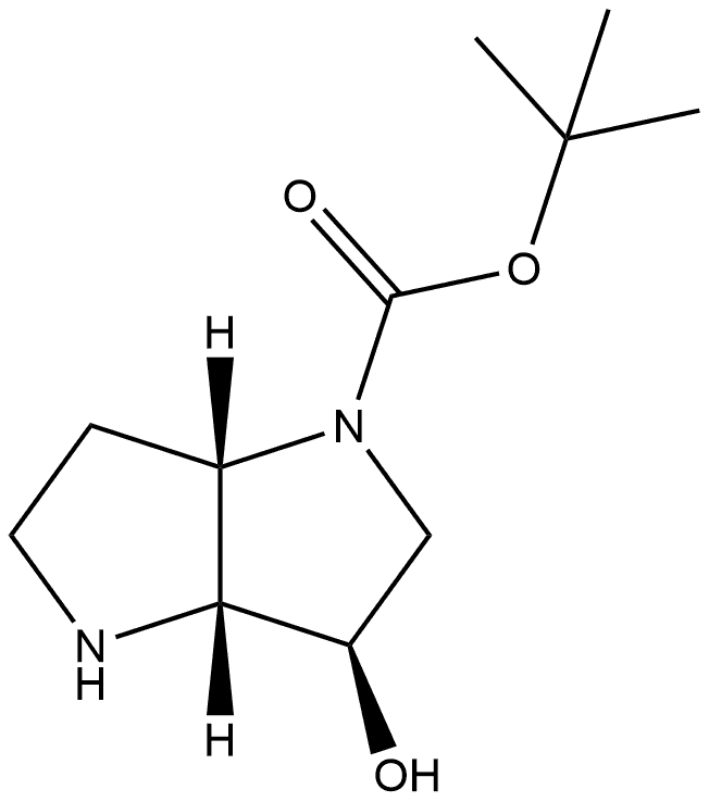 tert-butyl rel-(3aS,6R,6aR)-6-hydroxy-2,3,3a,5,6,6a-hexahydro-1H-pyrrolo[3,2-b]pyrrole-4-carboxylate Struktur