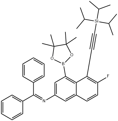 N-(DIPHENYLMETHYLENE)-6-FLUORO-4-(4,4,5,5-TETRAMETHYL-1,3,2-DIOXABOROLAN-2-YL)-5-((TRIISOPROPYLSILYL)ETHYNYL)NAPHTHALEN-2-AMINE 結(jié)構(gòu)式