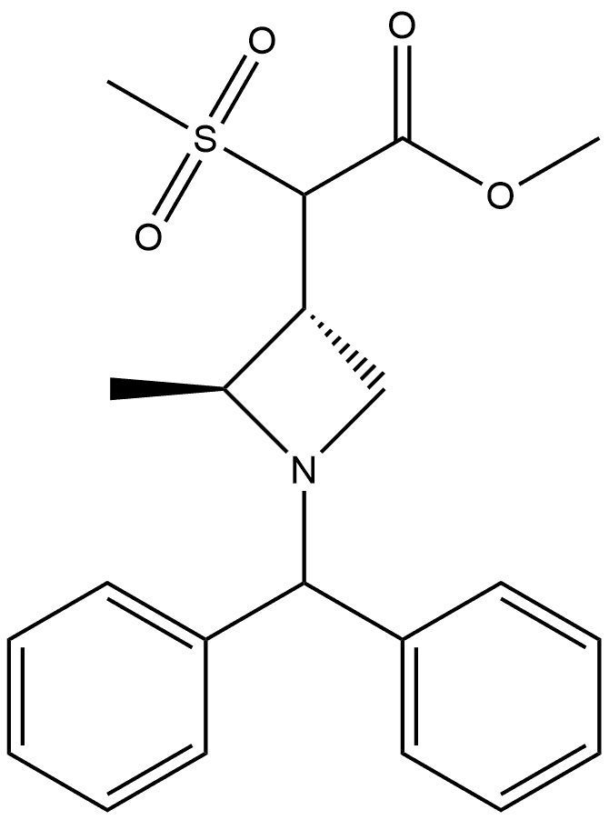 Methyl (2S,3R)-1-(diphenylmethyl)-2-methyl-α-(methylsulfonyl)-3-azetidineacetate Struktur