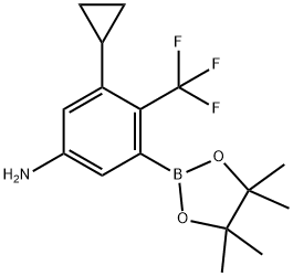 Benzenamine, 3-cyclopropyl-5-(4,4,5,5-tetramethyl-1,3,2-dioxaborolan-2-yl)-4-(trifluoromethyl)- Struktur