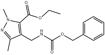 Ethyl 1,3-dimethyl-4-[[[(phenylmethoxy)carbonyl]amino]methyl]-1H-pyrazole-5-carboxylate Struktur