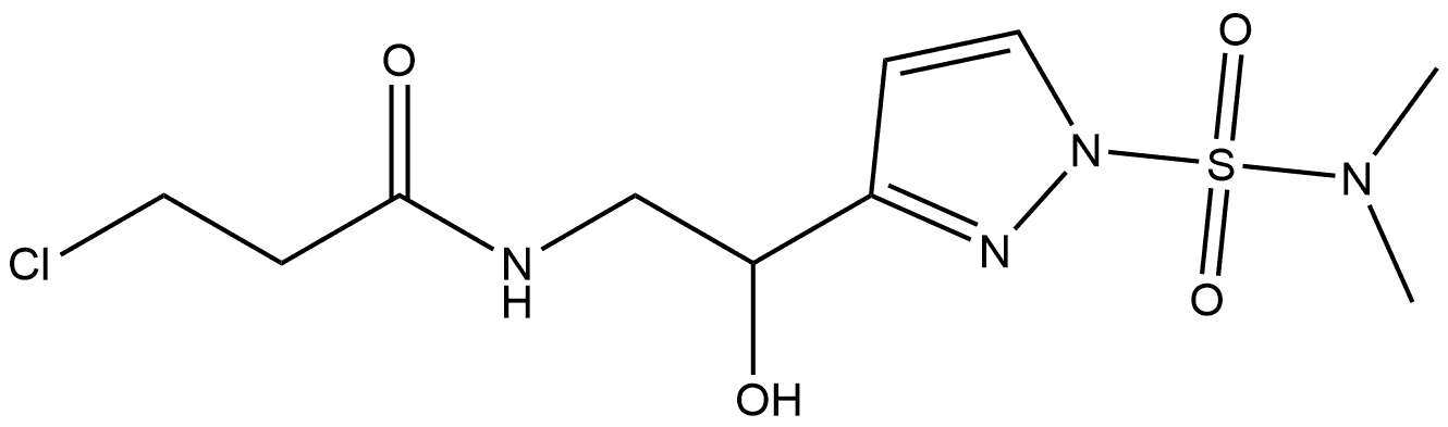 3-chloro-N-[2-[1-(dimethylsulfamoyl)pyrazol-3-yl]-2-hydroxy-ethyl]propanamide Struktur