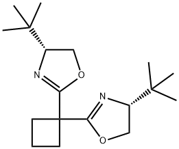 Oxazole, 2,2'-cyclobutylidenebis[4-(1,1-dimethylethyl)-4,5-dihydro-, (4R,4'R)- Struktur