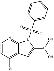 Boronic acid, B-[4-bromo-1-(phenylsulfonyl)-1H-pyrrolo[2,3-b]pyridin-2-yl]- Struktur