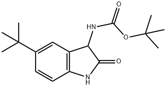 Carbamic acid, N-[5-(1,1-dimethylethyl)-2,3-dihydro-2-oxo-1H-indol-3-yl]-, 1,1-dimethylethyl ester Struktur