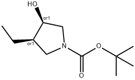 1-Pyrrolidinecarboxylic acid, 3-ethyl-4-hydroxy-, 1,1-dimethylethyl ester, (3R,4R)-rel- Struktur