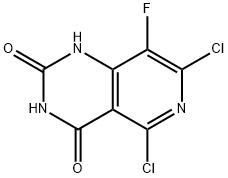 Pyrido[4,3-d]pyrimidine-2,4(1H,3H)-dione, 5,7-dichloro-8-fluoro- Struktur