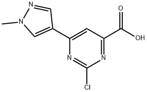 4-Pyrimidinecarboxylic acid, 2-chloro-6-(1-methyl-1H-pyrazol-4-yl)- Struktur