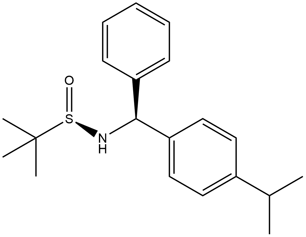 2-Propanesulfinamide, 2-methyl-N-[(S)-[4-(1-methylethyl)phenyl]phenylmethyl]-, [S(R)]- Struktur