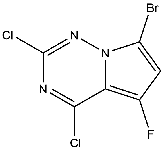 7-bromo-2,4-dichloro-5-fluoro-pyrrolo[2,1-f][1,2,4]triazine Struktur