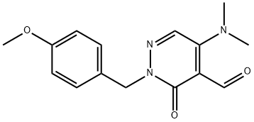 4-Pyridazinecarboxaldehyde, 5-(dimethylamino)-2,3-dihydro-2-[(4-methoxyphenyl)methyl]-3-oxo- Struktur