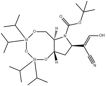 1,3,5,2,4-Trioxadisilocino7,6-bpyrrole-7(6H)-carboxylic acid, 8-(1Z)-1-cyano-2-hydroxyethenyltetrahydro-2,2,4,4-tetrakis(1-methylethyl)-, 1,1-dimethylethyl ester, (6aR,8R,9aS)- Struktur